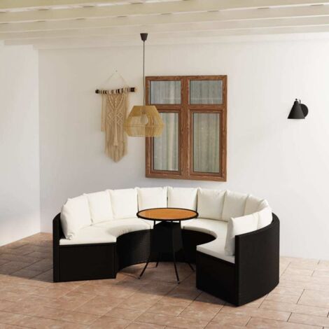 7 pcs Salon de jardin Salon d'extérieur Ensemble Meuble de Jardin Mobilier d'Extérieur avec coussins Résine tressée Noir XFNRX281961 (1/5)