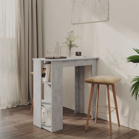 Table de bar avec étagère Table Haute Table d'appoint Gris béton 102x50x103,5 cm Aggloméré BZTHBS878564 (1/5)