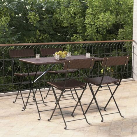 Lot de 4 Chaises de bistrot pliantes Chaises de café Fauteuil de jardin Marron Résine tressée et acier BSRHS792564 (1/5)