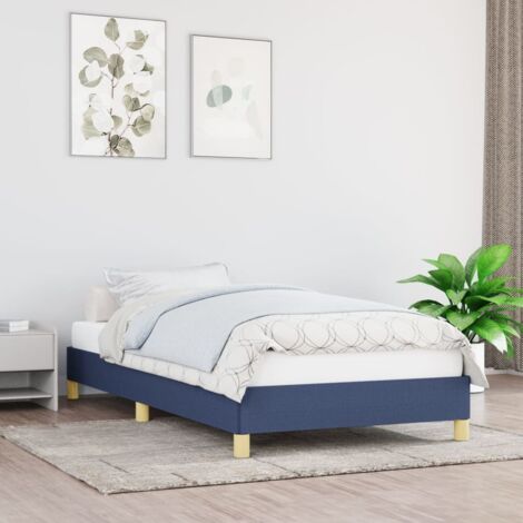 Lit adulte Cadre de lit Facile à monter pour Adultes, Adolescents, Enfants Bleu 80x200 cm Tissu BNDET4469693 (1/5)