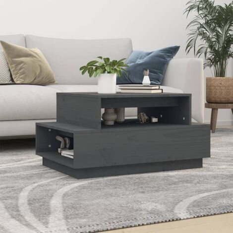 Table basse, Table de Salon, Table d'appoint, Design Moderne Gris 80x55x40,5 cm Bois massif de pin XZZ13285430 (1/5)