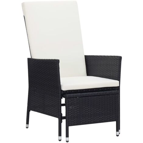Chaise inclinable de jardin Siège de Terrasse Fauteuil de jardin avec coussins Résine tressée Noir DHNET1669601 (1/5)