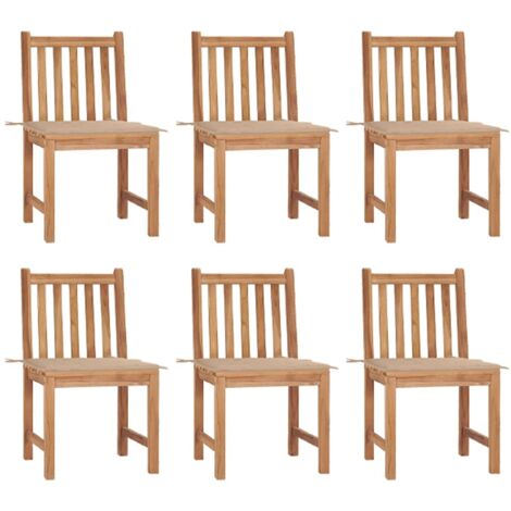 Lot de 6 Chaises de jardin  Siège de Terrasse  Fauteuil de jardin avec coussins Bois de teck massif DHNET7098186 (1/5)