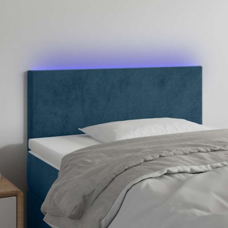 Tête de lit avec lumière LED,Panneau de lit,Décoration murale Bleu foncé 90x5x78/88 cm Velours XJDT859358 (1/5)