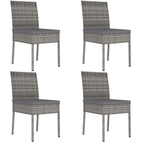4 pcs Chaises de salle à manger de jardin  Chaises à dîner de jardin  Fauteuil de jardin Résine tressée Gris DHNET1255798 (1/5)