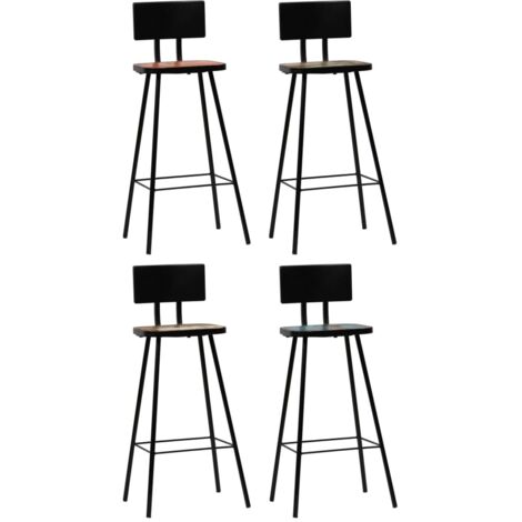 Lot de 4 Tabourets de bar Tabouret Haut Chaise de Bar Siège de Cuisine bois massif de récupération HBTD713557 (1/5)
