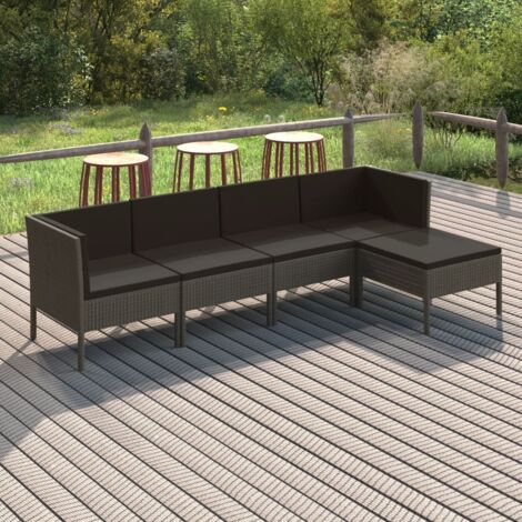 Lot de 5 Salon de jardin Salon d'extérieur Ensemble Meuble de Jardin Mobilier d'Extérieur avec coussins Résine tressée Gris XFNRX535507 (1/5)