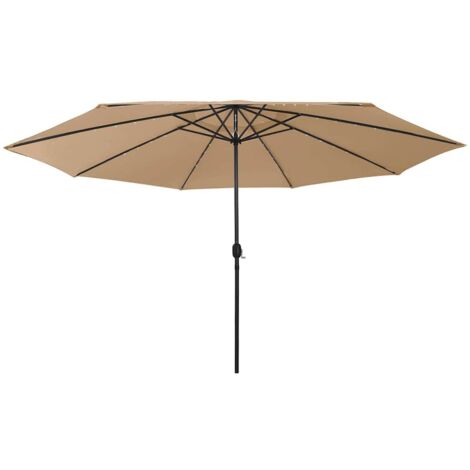 Parasol d'extérieur avec LED et mât, Parasol de balcon,Parasol jardin, Protection Solaire en métal 400 cm Taupe HNDX402652 (1/5)