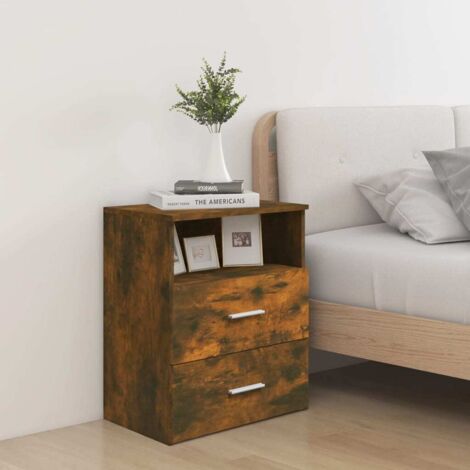 Lot de 2 Tables de chevet Table d'Appoint Industriel - Tables de Nuit Commodes Chêne fumé 50x32x60 cm -BV56144 (1/5)
