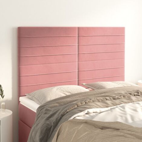 Têtes de lit 4 pcs Panneau de lit pour Lit adulte Décoration murale Rose 72x5x78/88 cm Velours XRKJY8912893 (1/5)