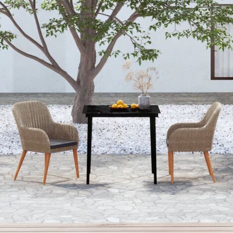 Lot de 3 Ensemble à manger de jardin avec coussins,Mobilier de salle à manger Marron HH19891 (1/5)