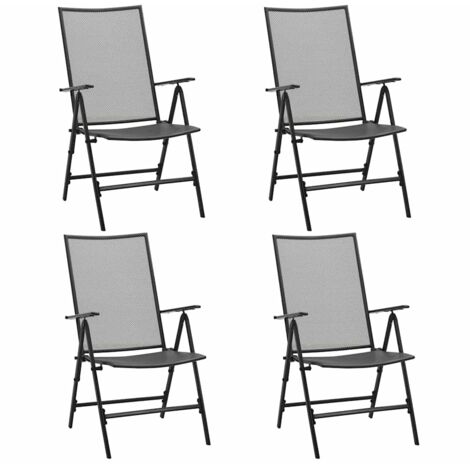 Lot de 4 Chaises pliables - Chaise de Bureau, Salon et de Cuisine en maille Acier Anthracite BSRHS318093 (1/5)