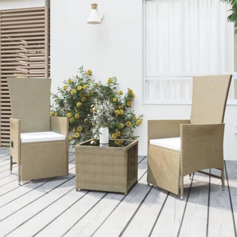 3 pcs Ensemble de salon de jardin Mobilier d'Extérieur Ensemble de Table et bancs Terrasse Restaurant beige poly rotin et acier XFNRX272889 MaisonChic (1/5)