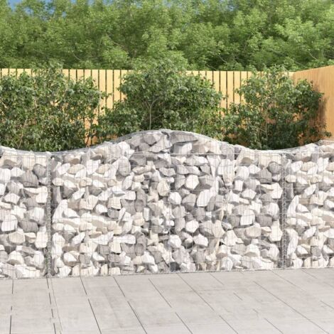 6 pcs Paniers à gabions  Clôture de jardin  Mur en Gabion  Cage à Pierres de Jardin décoratif arqués 200x50x100/120 cm fer galvanisé DBEB6182507 (1/5)
