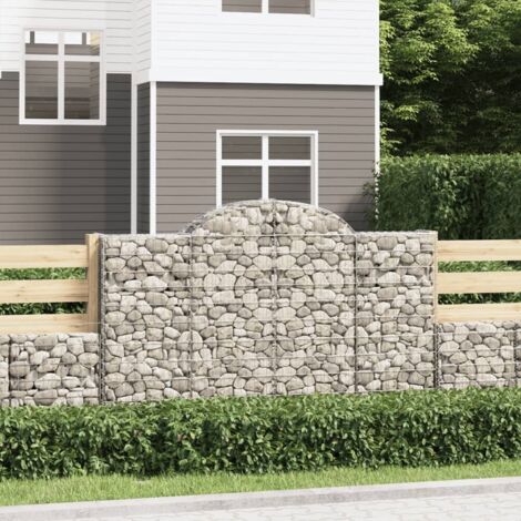 5 pcs Paniers à gabions Clôture de jardin Mur en Gabion Cage à Pierres de Jardin décoratif arqués 200x50x120/140 cm Fer galvanisé DBEB8251686 (1/5)