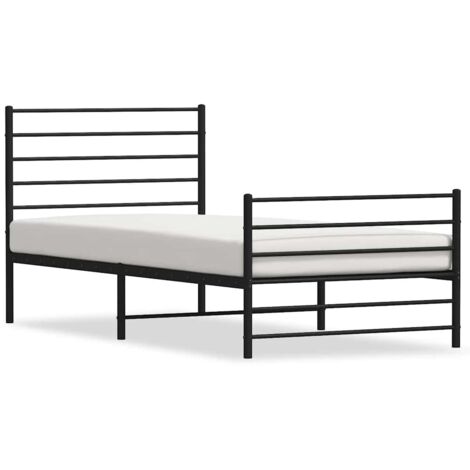 Cadre de lit métal et tête de lit/pied de lit pour enfants，adolescents，adultes, Chambre à Coucher Maison noir 80x200 cm XZZ651125 MaisonChic (1/5)