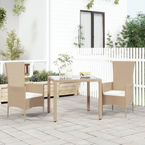 Lot de 2 Chaises de jardin avec coussins  Siège de Terrasse  Fauteuil de jardin Résine tressée Beige DHNET2314647 (1/5)