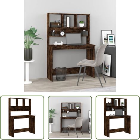 Furniture Limited - Bureau avec étagères Chêne fumé 102x45x148 cm (1/5)