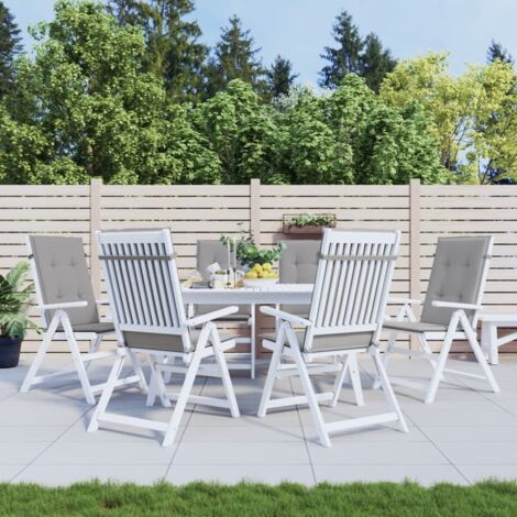 Lot de 6 Coussins de chaise de jardin Coussin de siège Coussins pour Fauteuil de Jardin à dossier haut gris tissu DHNET5401404 (1/5)