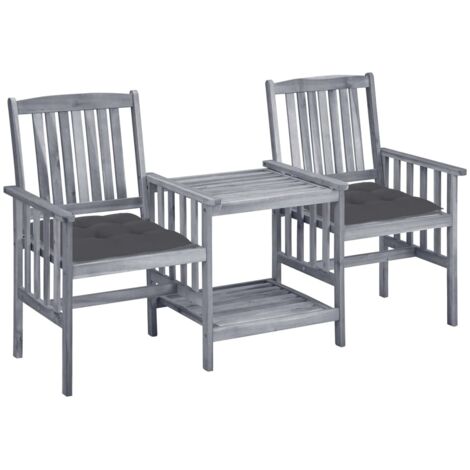 Chaises de jardin avec table à thé  Siège de Terrasse  Fauteuil de jardin et coussins Acacia solide DHNET8540247 (1/5)