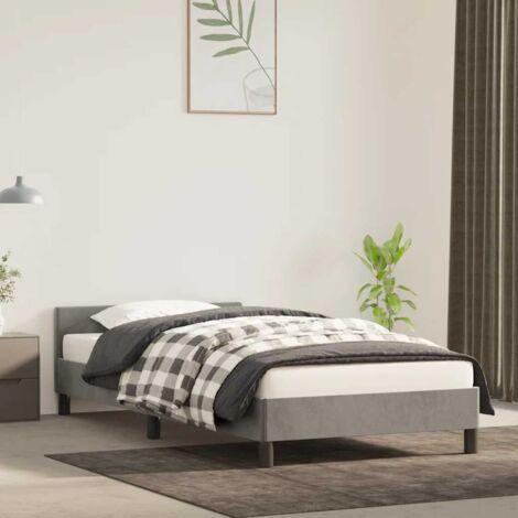 Lit adulte avec tête de lit，Lit simple Cadre de lit Gris clair 80x200 cm Velours MEMV522273 (1/5)