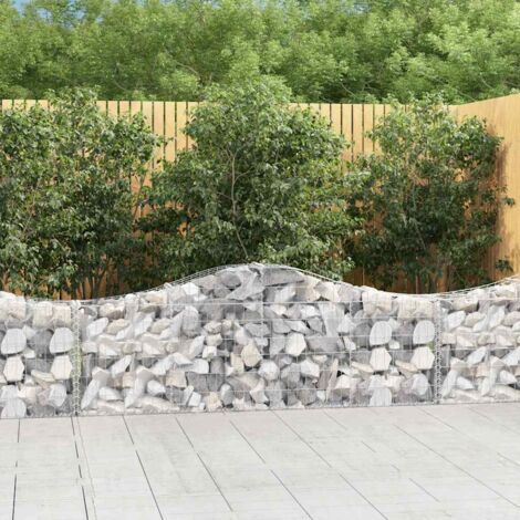 3 pcs Paniers à gabions  Clôture de jardin  Mur en Gabion  Cage à Pierres de Jardin décoratif arqués 200x30x60/80 cm Fer galvanisé DBEB4138436 (1/5)