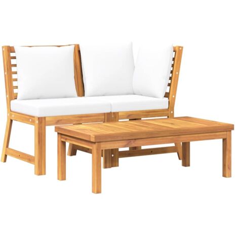3 pcs Salon de jardin Salon d'extérieur Ensemble Meuble de Jardin Mobilier d'Extérieur avec coussin crème Bois d'acacia solide XFNRX709894 (1/5)