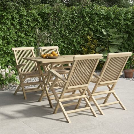 Lot de 5 Salon de jardin  Salon d'extérieur  Ensemble Meuble de Jardin  Mobilier d'Extérieur gris bois de teck massif XFNRX602209 (1/5)