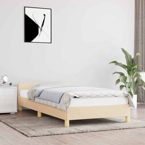 Lit adulte avec tête de lit,Lit simple Cadre de lit Crème 90x190 cm Tissu MEMV696810 (1/5)