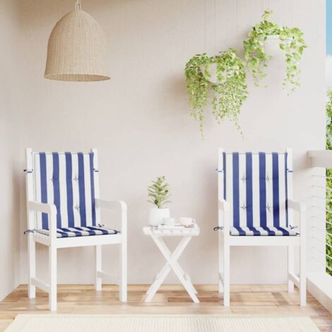 Lot de 2 Coussins de chaise à Dossier bas,Coussins de Chaise Dossier Siège Confortables rayures bleu et blanc -AD64304 (1/5)