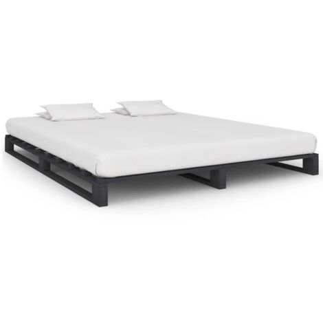 Lit adulte Cadre de lit Facile à monter pour Adultes, Adolescents, Enfants de palette Gris Bois de pin massif 180 x 200 cm BNDET5299940 (1/5)