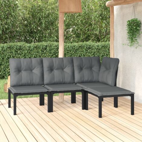 Lot de 4 Salon de jardin Salon d'extérieur Ensemble Meuble de Jardin Mobilier d'Extérieur noir et gris résine tressée XFNRX952977 (1/5)