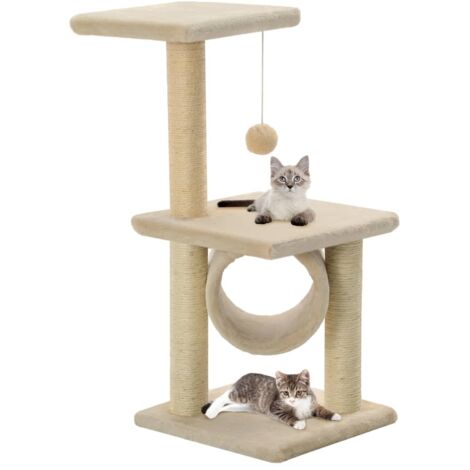 Arbre à chat Maison pour chat Arbre à Grimper avec griffoirs en sisal 65 cm Beige XRJR916269 (1/5)
