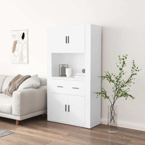 Buffet haut, Meuble de Rangement, Armoire de Cuisine Blanc Bois d'ingénierie RDS8751 (1/5)