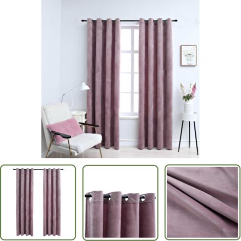 The Living Store Rideaux occultants avec anneaux 2 pcs Velours Rose 140x225 cm - Rideaux Velours - Rideaux Décoratifs - Rideaux Occultants - Rideaux Pour Salon - Rideaux Pour Chambre (1/5)