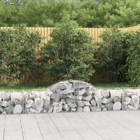 8 pcs Paniers à gabions  Clôture de jardin  Mur en Gabion  Cage à Pierres de Jardin décoratif arqués 200x50x40/60 cm fer galvanisé DBEB1017133 (1/5)