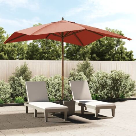 Parasol de jardin avec mât - Parasol de balcon Extérieur - Protection Solaire pour Jardin Patio Piscine - en bois terre cuite 300x300x273 cm HNDX111198 (1/5)