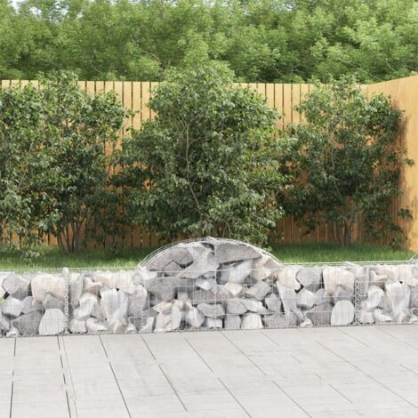 6 pcs Paniers à gabions Clôture de jardin Mur en Gabion Cage à Pierres de Jardin décoratif arqués 200x30x40/60 cm Fer galvanisé DBEB3549583 (1/5)