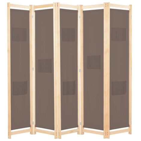 Paravent,Cloison de séparation, Pièce Protéger Privée,Brise Vue 5 panneaux Marron 200 x 170 x 4 cm Tissu FNBD46418 (1/5)