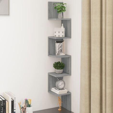 Étagère angle murale Étagères Murales Flottantes de Rangement Sonoma gris 20x20x127,5 cm Bois ingénierie BRZH981776 (1/5)