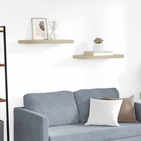 Lot de 2 Étagères murales flottantes Étagère de Rangement Murale pour Chambre à Coucher, Cuisine, Salon Chêne 60x23,5x3,8 cm MDF BRZH777558 (1/5)