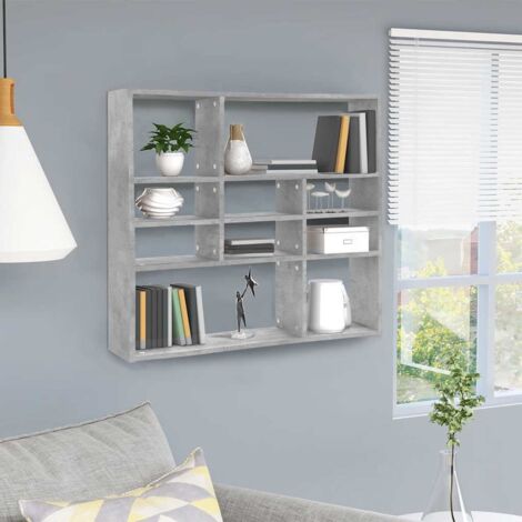 Étagère murale Étagères Murales Flottantes de Rangement Gris béton 90x16x78 cm Aggloméré BRZH796897 (1/5)