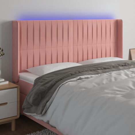 Tête de lit à LED Panneau de lit pour Lit adult Décoration murale Rose 183x16x118/128 cm Velours RJYKXR594893 (1/5)