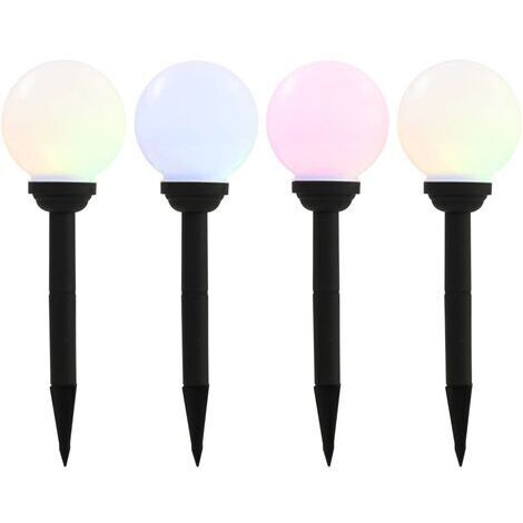 The Living Store Lampe solaire sphérique LED de jardin 4 pcs 15 cm RVB - Lampes Solaires Exterieures - Éclairage Solaire Jardin - Lumieres Led Extérieures - Décoration Jardin - Lampadaire Solaire (1/5)