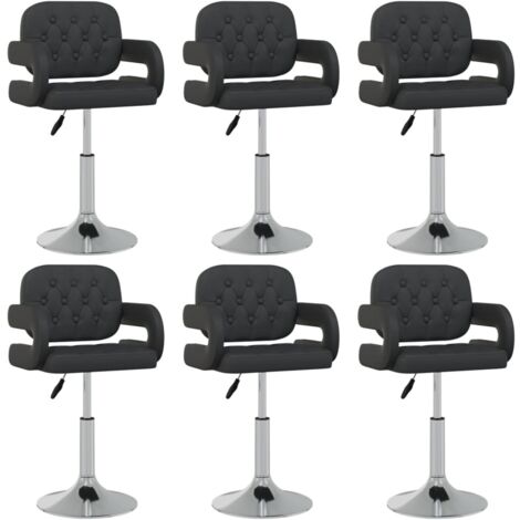 Lot de 6 Chaises pivotantes à manger - Chaises de salle à manger - Chaise de Bureau, Salon et de Cuisine noir similicuir BSRHS480531 (1/5)