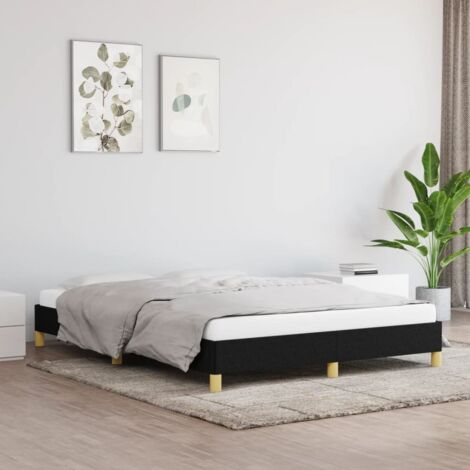 Lit adulte  Cadre de lit  Facile à monter pour Adultes, Adolescents, Enfants Noir 160x200 cm Tissu BNDET6996731 (1/5)