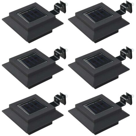 Lampe solaire à LED carrée d'extérieur 6 pcs 12 cm Noir, Lumière Solaire Extérieur NREFC30795 (1/5)