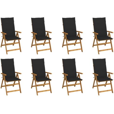 8 pcs Chaises pliables de jardin avec coussins Siège de Terrasse Chaises pliantes d'extérieur Bois d'acacia DHNET8467436 (1/5)
