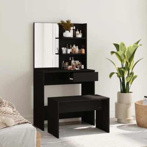 Ensemble de coiffeuse, Table de maquillage, Meuble coiffeuse noir 74,5x40x141 cm RDS8661 (1/5)
