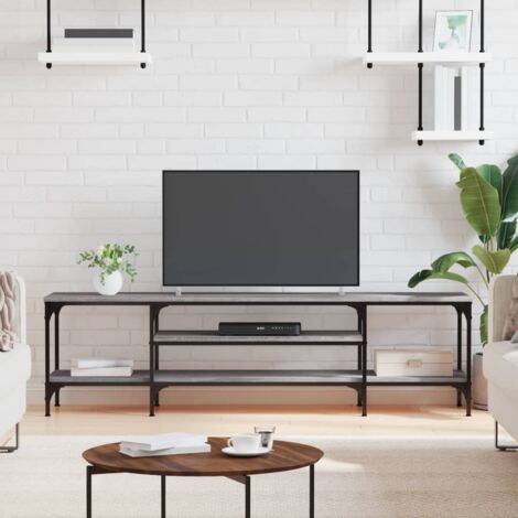Meuble TV Banc TV Moderne Meuble de Rangement sonoma gris 161x35x45 cm bois d'ingénierie et fer XHET49849 (1/5)